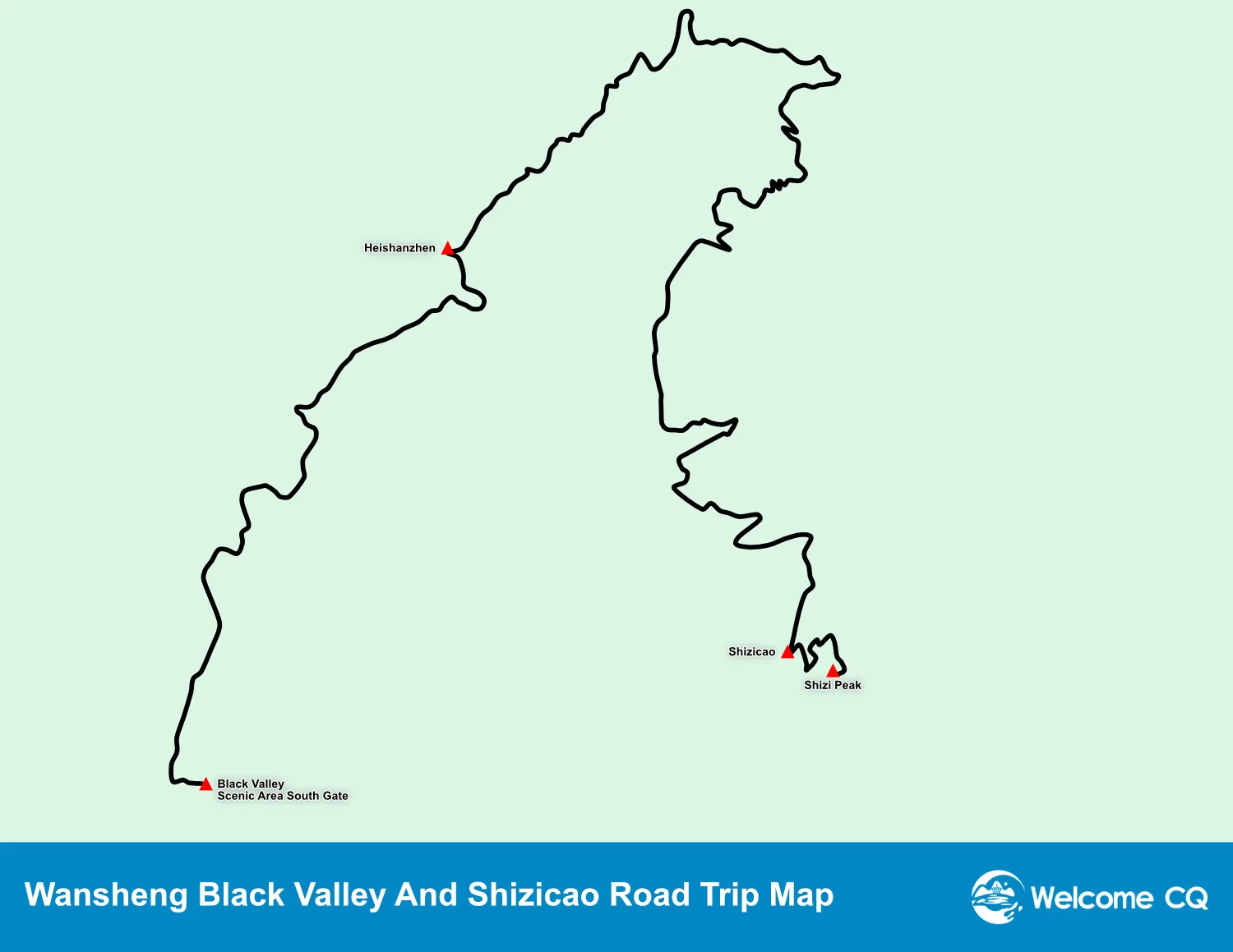 Wansheng Black Valley and Shizicao Road Trip Map