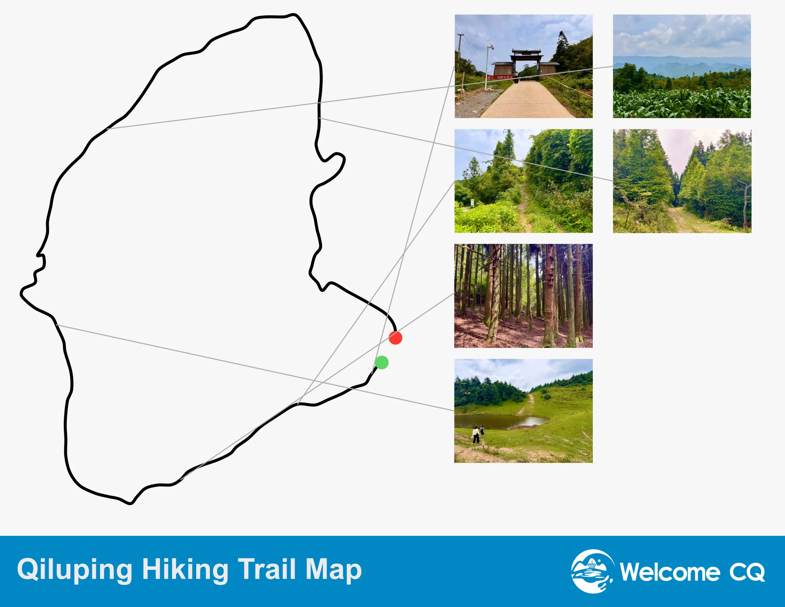 Chongqing Wuling Mountain Qiluping Hiking Trail Map