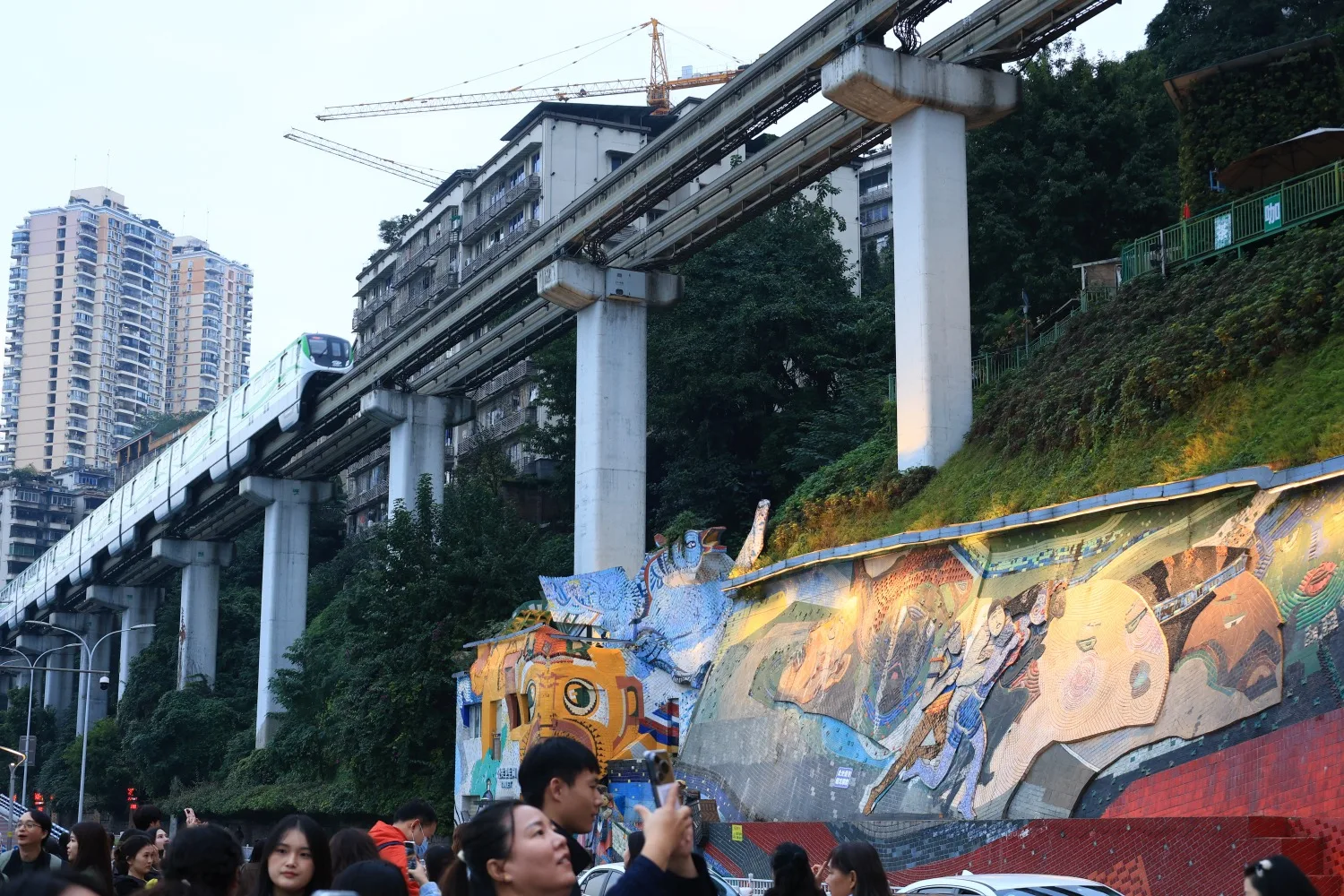 Liziba Station Train Goes Through Building