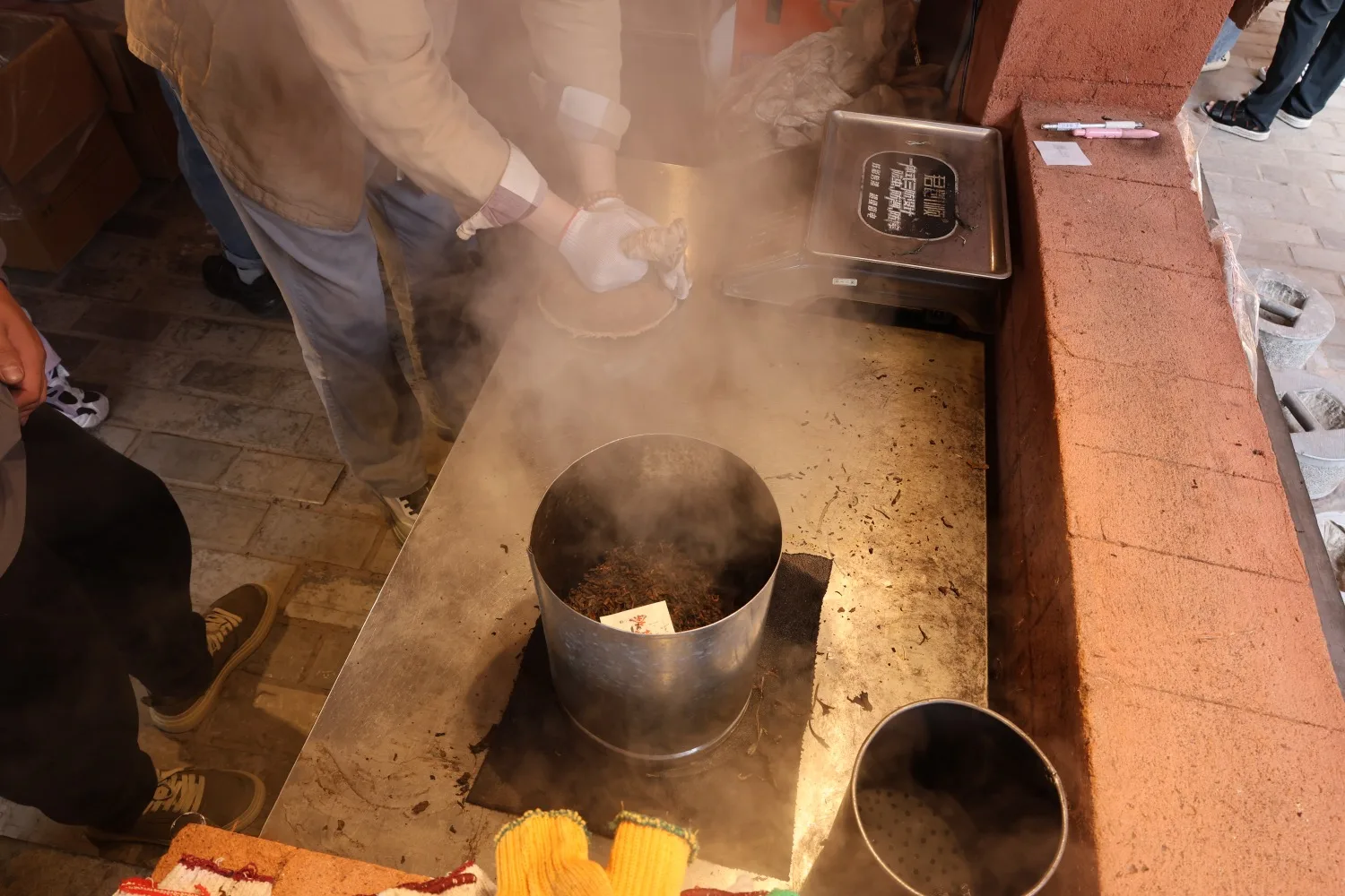 PuEr Tea Cake Making Step 2 Steam Tea